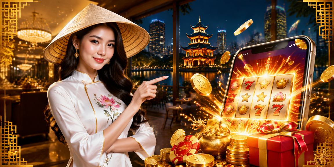 Người dùng Hà Nội trải nghiệm slot game và giải trí trực tuyến với hình ảnh nón lá truyền thống