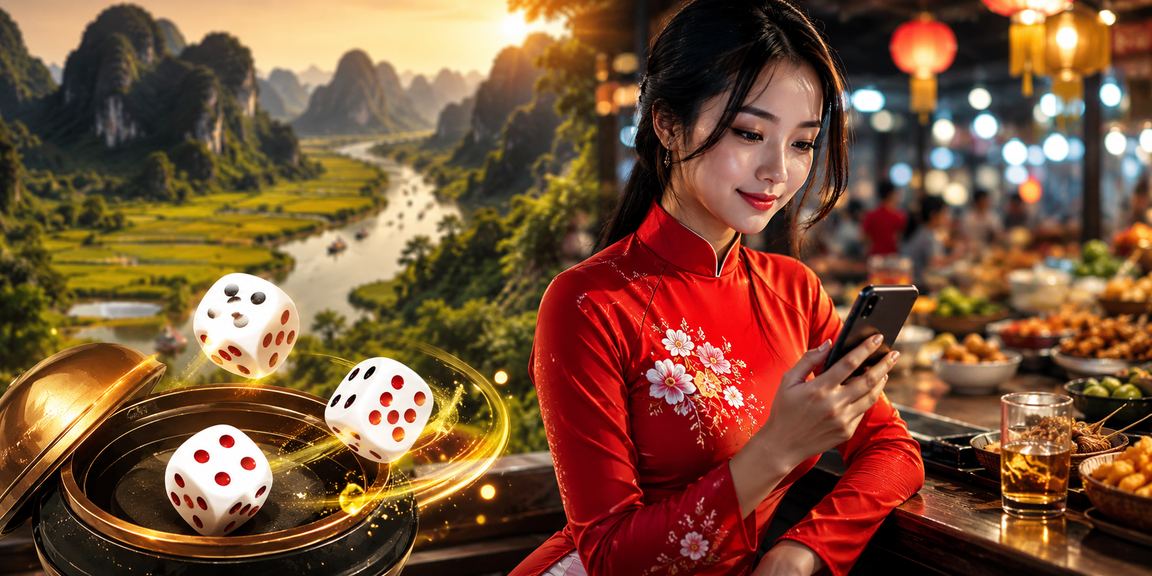 Giao diện trò chơi tài xỉu tại 5001 – hình ảnh xúc xắc và ao dài Ninh Bình