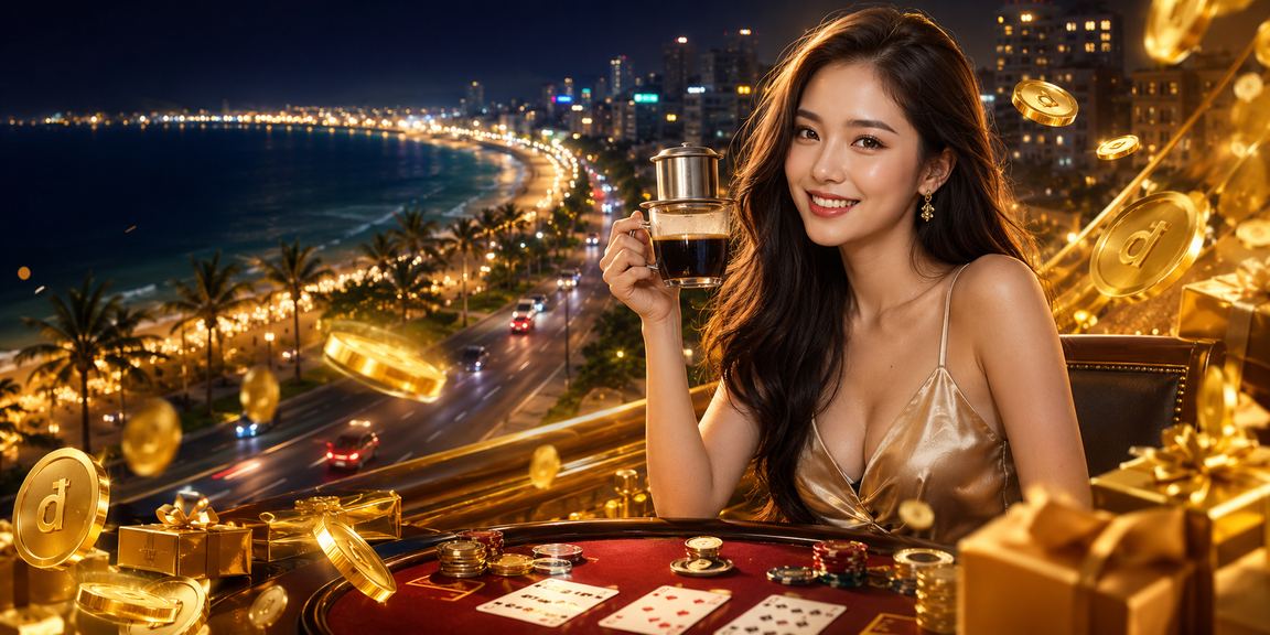 Người dùng tại Phan Thiết kiểm tra tài khoản và giao dịch xổ số trực tuyến bên ly cà phê